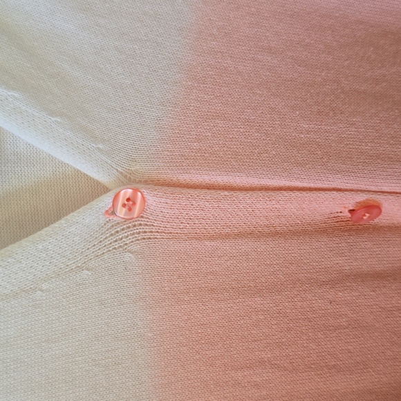 NEW DIRECTIONS WOMENS PEACH & WHITE FRONT BUTTON CARDIGAN SWEATER SIZE SMALL - Picture 3 of 16